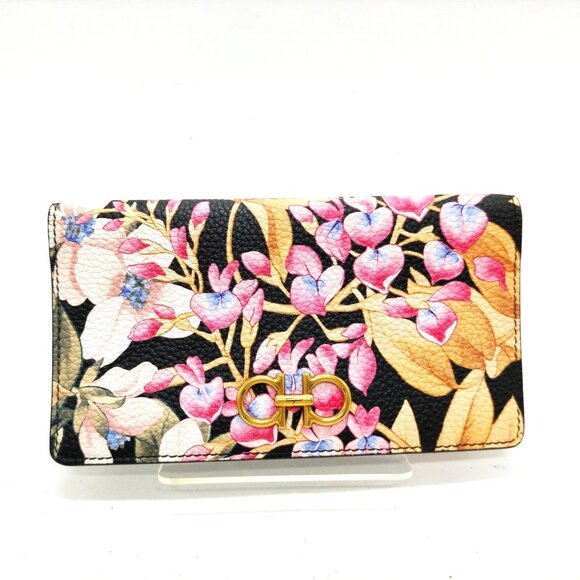 Salvatore Ferragamo Long Wallet Black PVC 400-082425 - Picture 1 of 9